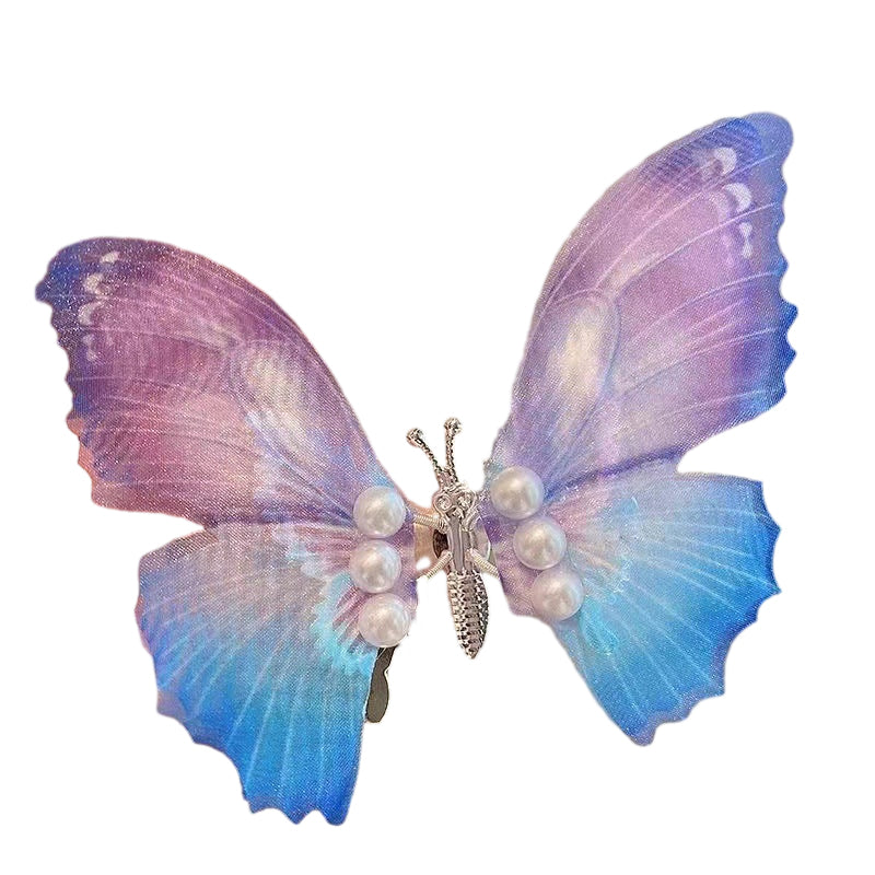 Håndlaget Elegant Realistisk Gradient Farge Butterfly Hair Clip