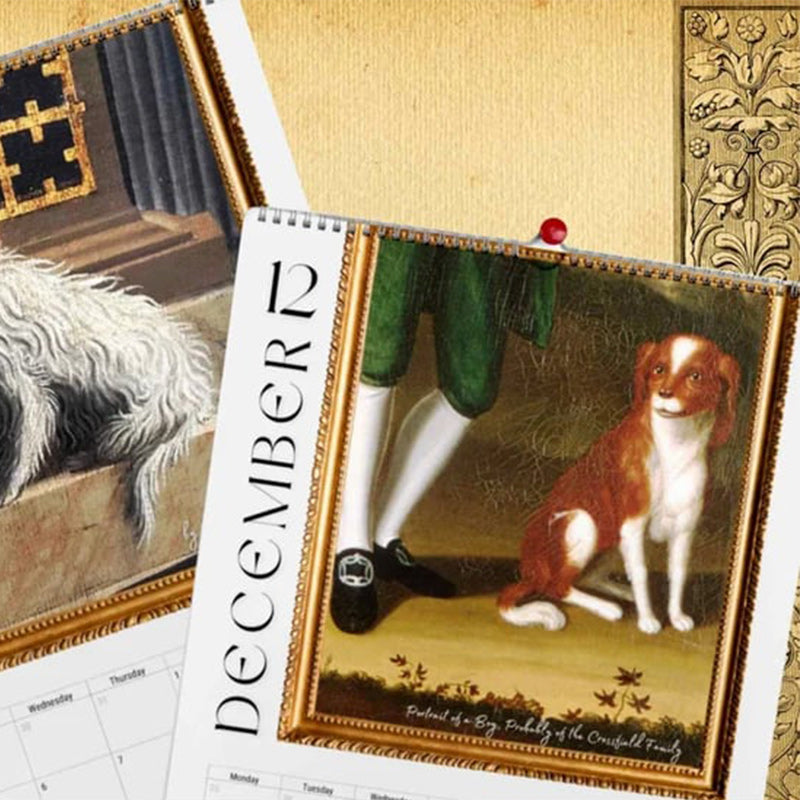 Månedskalender for 2024 Renaissance Painting Ugly Dogs