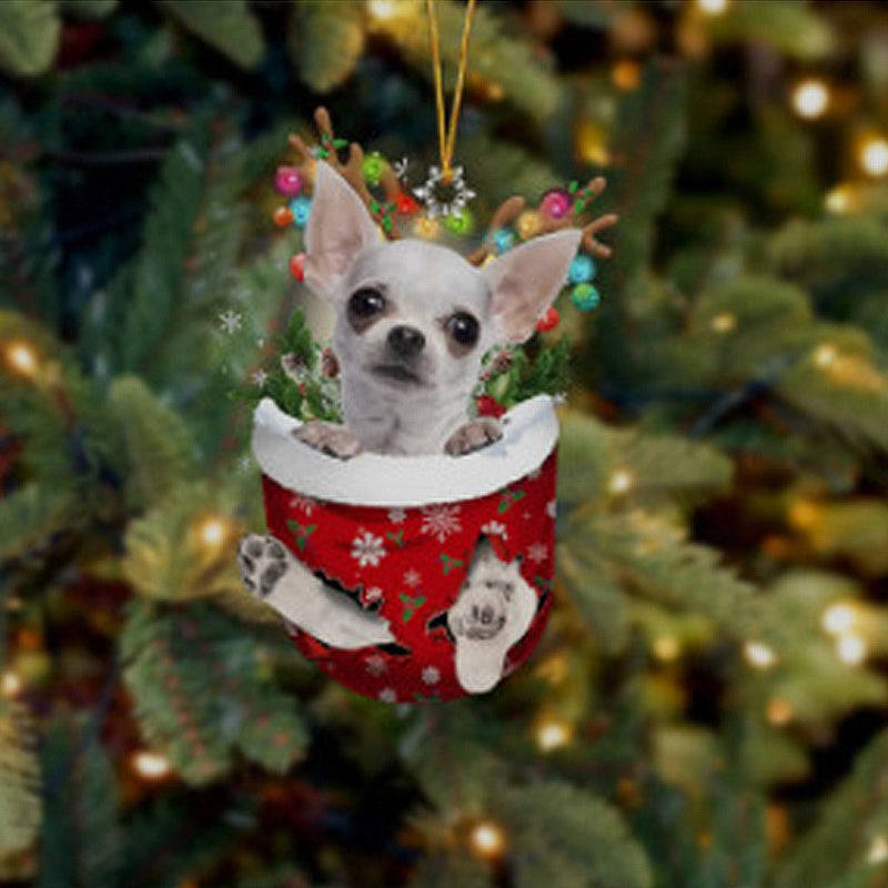 Christmas stocking pendant with dog