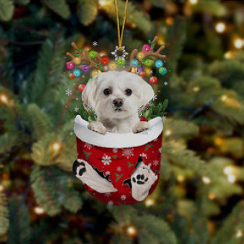 Christmas stocking pendant with dog