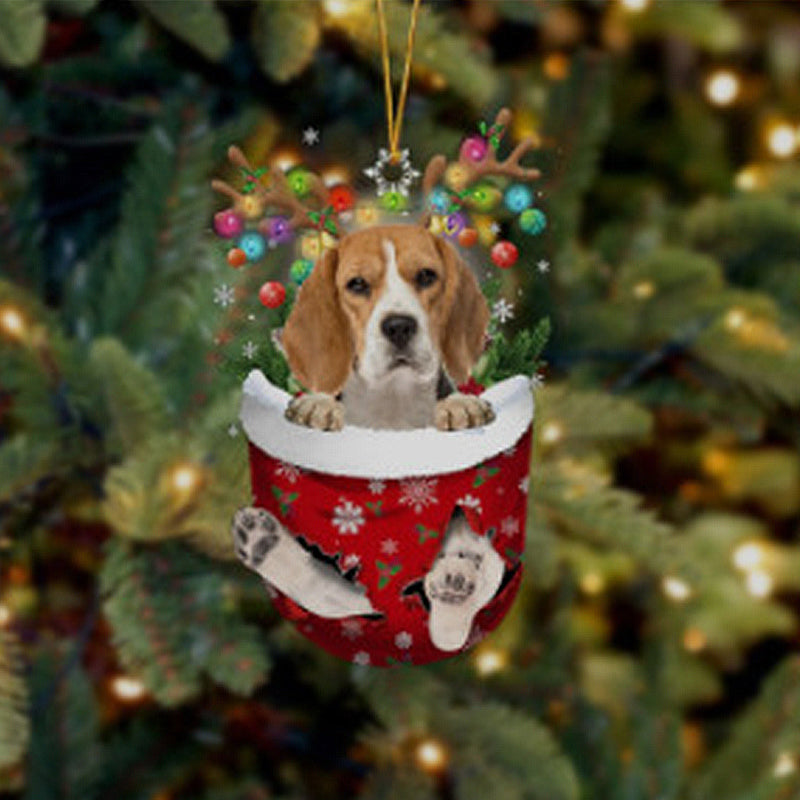 Christmas stocking pendant with dog