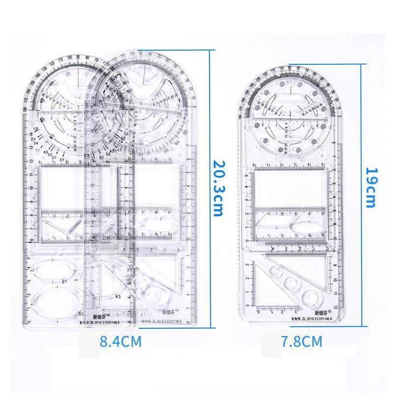 Multifunksjonell geometrisk linjal