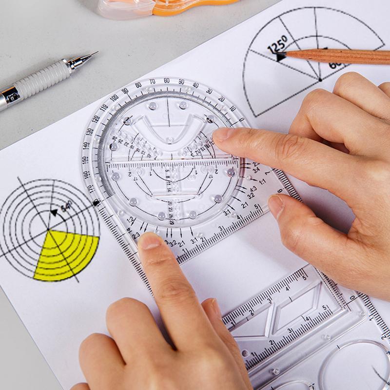 Multifunksjonell geometrisk linjal