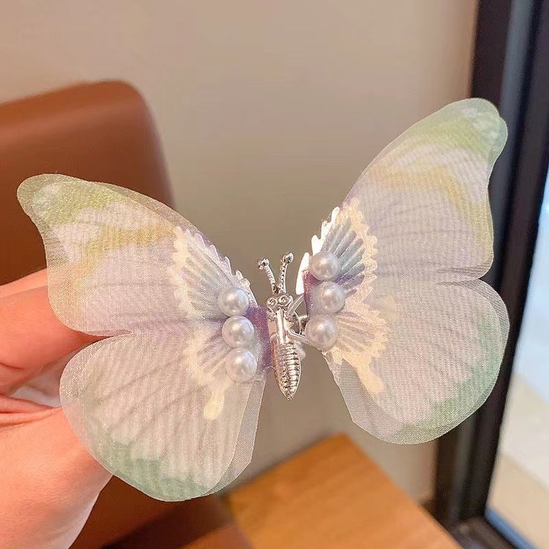 Håndlaget Elegant Realistisk Gradient Farge Butterfly Hair Clip