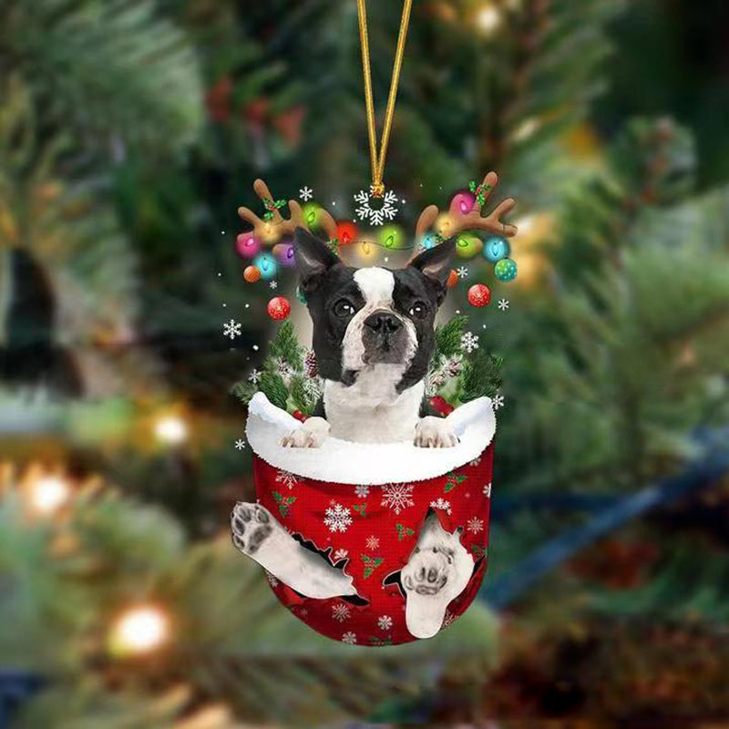 Christmas stocking pendant with dog