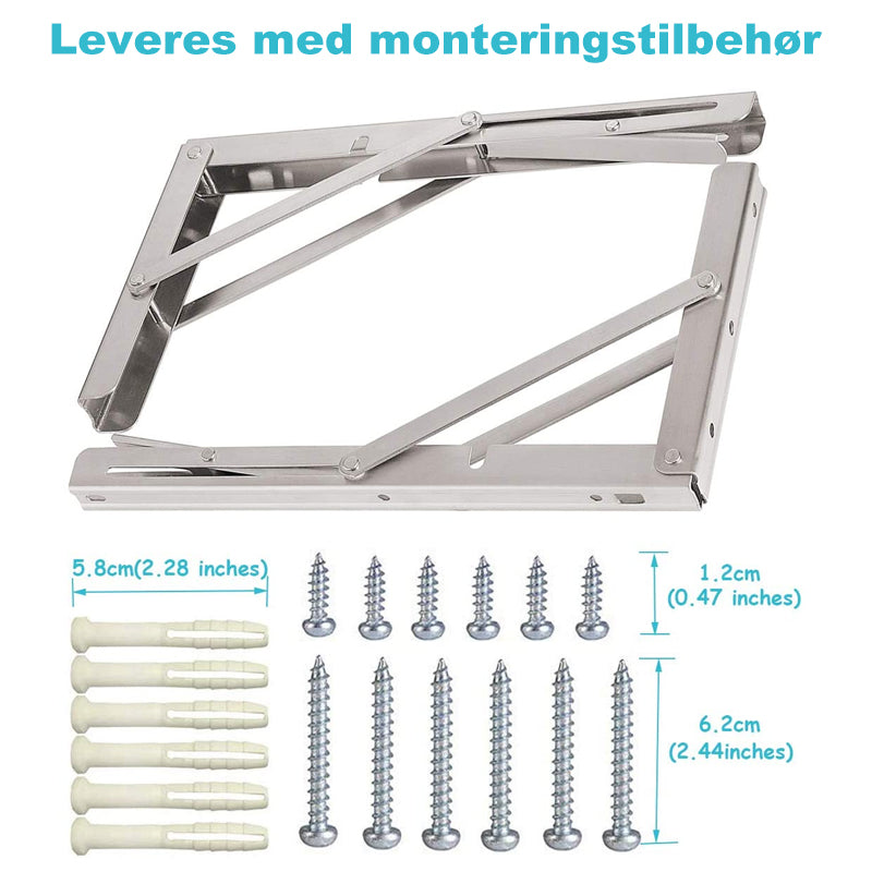 Sammenleggbar trekantet skilleveggbrakett