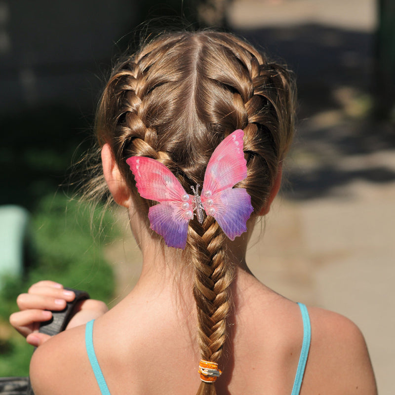 Håndlaget Elegant Realistisk Gradient Farge Butterfly Hair Clip