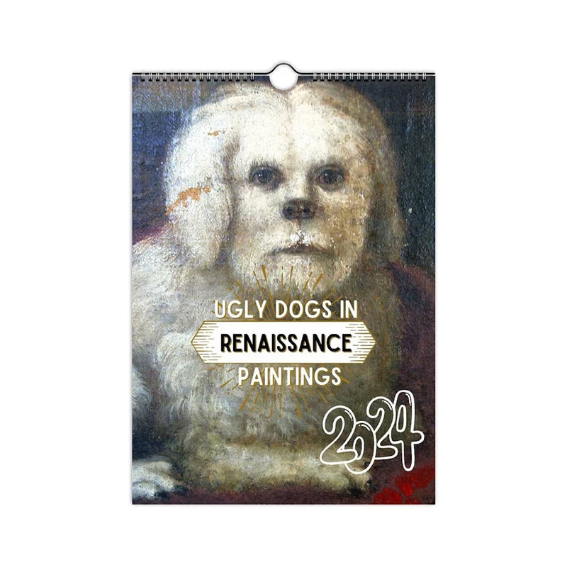 Månedskalender for 2024 Renaissance Painting Ugly Dogs