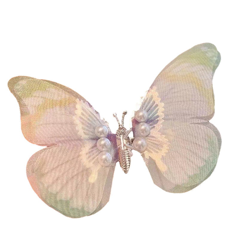 Håndlaget Elegant Realistisk Gradient Farge Butterfly Hair Clip