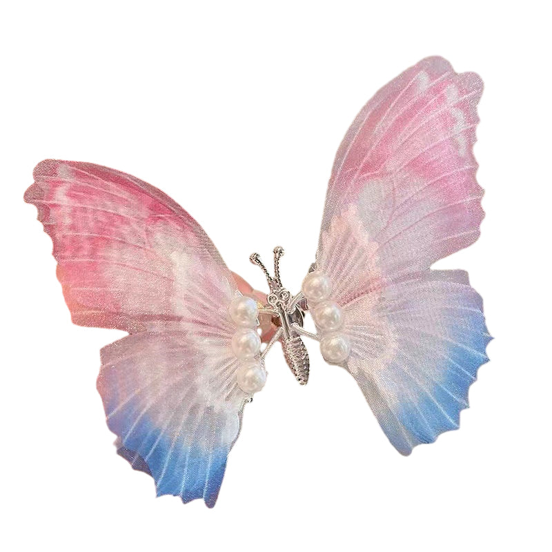 Håndlaget Elegant Realistisk Gradient Farge Butterfly Hair Clip